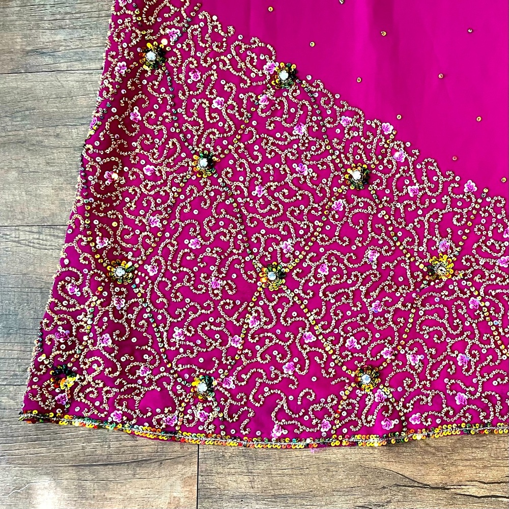 Magenta sequin Indian lehenga set (XS)